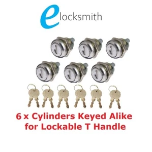 6 x Keyed Alike Cylinders - Lockable Flush Folding T Handle - Toolbox FREE POST - Picture 1 of 6