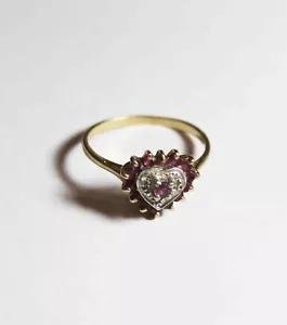 Anello vintage a forma di cuore in oro 10 kt THL misura 8 grammi 1,9 - Foto 1 di 4
