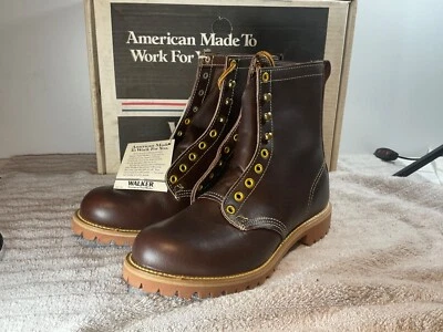NOS Mens Soft Toe 1851 Walker Lace Up Brown Leather Work Boots 7 EE Vibram Sole - Image 1 of 4
