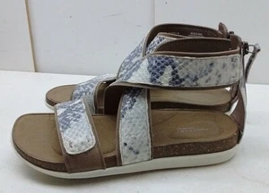 Rockport Women White Animal Print Leather Zip Gladiator Sandal Shoe Size 6.5M 37 - Picture 1 of 9