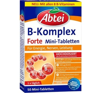 Abtei Vitamin B Komplex Forte – Hochdosiert für Energie & Nerven, 50 Mini-Dragee - Bild 1 von 5