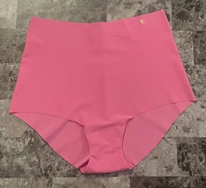 NWT VICTORIA'S SECRET PINK GOLD LOGO RAW EDGE NO SHOW HIGH WAIST BRIEF PANTIES - Picture 1 of 3