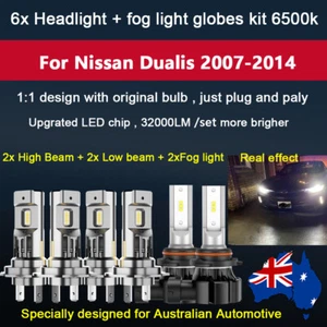 6x 360° Headlight Fog light Globes For Nissan Dualis J10 2007-2014 High low beam - Picture 1 of 11