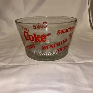 Coke Coca-Cola Glass Snack Bowl Munchies Goodies Nibbles Candy clear red Vintage - Picture 1 of 4