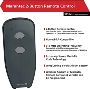 Marantec Digital 382 M3-2312 315 MHz 2-Button Garage Door Remote Control - Picture 1 of 5