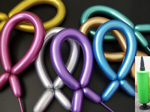 25Pcs 1.8g Metallic Color Magic Long Animal Tying Twist Latex Balloons Free Pump