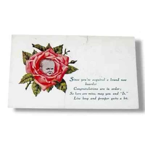 Postcard Congratulations Baby Rose Embossed c1912 Divided Back Card C775 - Picture 1 of 2