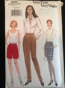 Pattern Vogue 9290, misses’/petite skirt, shorts, pants, retro 90s sz 12-16 - Picture 1 of 3