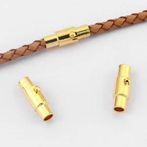 10 x Gold Tone Bayonet Safety Lock Magnetic Clasp For 3mm Round Leather Bracelet - Picture 1 of 6