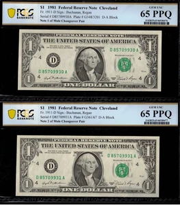 1981 $1 Federal Reserve Note PCGS 65PPQ wanted popular mule changeover notes - Picture 1 of 5