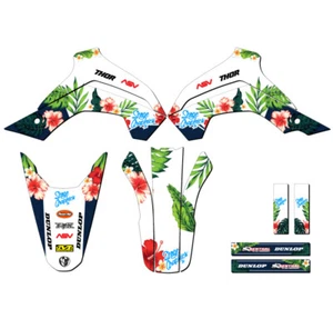 2021-2022 KLX 140 RF TROPIC White Senge Graphics Kit Compatible with Kawasaki - Picture 1 of 10