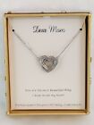 "Dear Mom" Interlaced Hearts Pendant Necklace in Gift Box-925 Silver Dipped