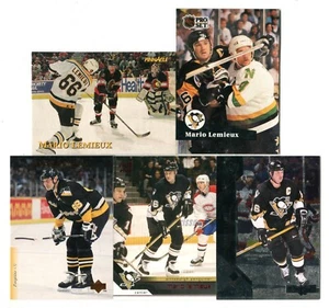 Lote de 5 tarjetas coleccionables de hockey Mario Lemieux HOF PITTSBURGH PENGUINS (LOTE 21) - Imagen 1 de 1