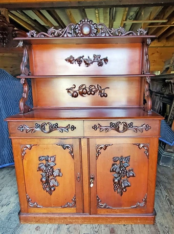 VICTORIAN WALNUT SIDEBOARD W CARVED FRUIT Cover