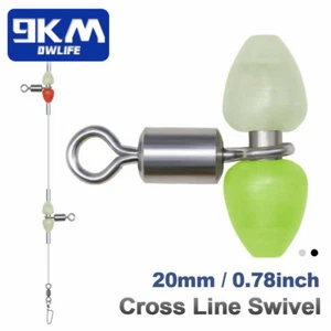 9KM 15Pcs 3-Way Fishing Swivel Snap Luminous Barrel Swivel T-Shape Cross Swivel - Picture 1 of 13