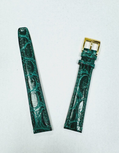 Nuovo cinturino orologio Gucci 18mm LK J2 vera pelle verde con fibbia oro