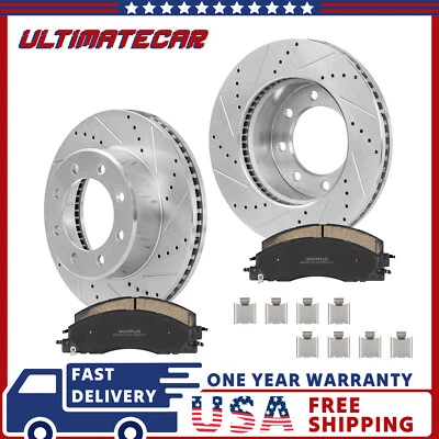 Pastilhas de freio dianteiras perfuradas rotores de cerâmica para caminhão Dodge Ram 2500 3500 - Imagem 1 de 4