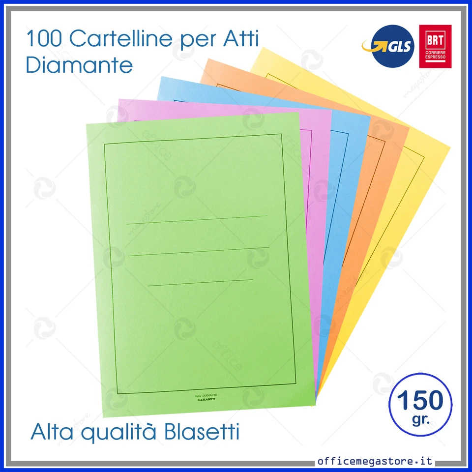 100 Cartelline semplici per atti cartelle archivio senza lembi Diamante Blasetti - Immagine 1 di 1