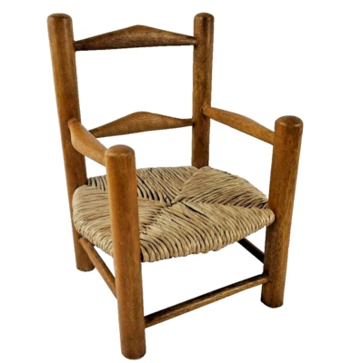 Doll Furniture Farmhouse Shaker Chair Rush Seat is 5 x 5 inches Ladderback Wood - Image 1 of 4