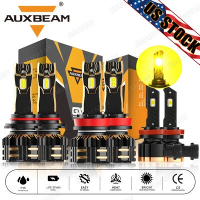 For Ford Ranger 2019-2023 AUXBEAM Canbus LED Headlight White+Fog Lights Yellow - Image 1 of 4