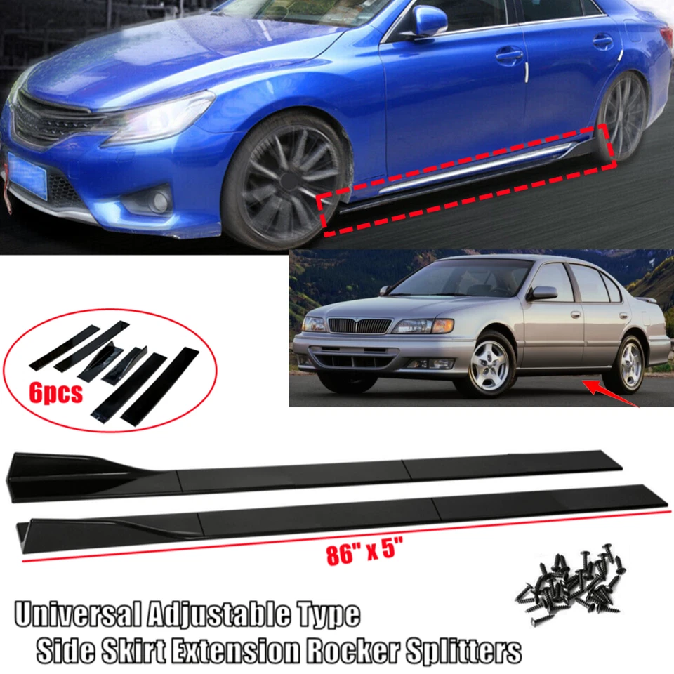 86" Universal Side Skirt Extension Lip Trim Splitter For 1997-2001 INFINITI I30 Foto 1 de 4
