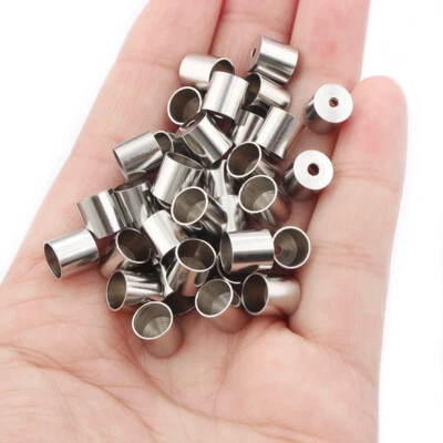 20 piezas conectores de tapas de extremo de borla de crimpado de orificio de 6 mm de acero inoxidable hallazgos de joyería Foto 1 de 4