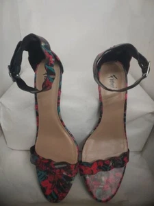 Fioni Floral Open Toe Heels 2.5 in Heel Pink Black Blue Size 8 - Picture 1 of 7