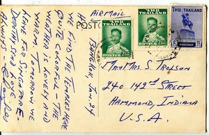 Thailand Siam Bangkok Airmail cover on postcard - Picture 1 of 3