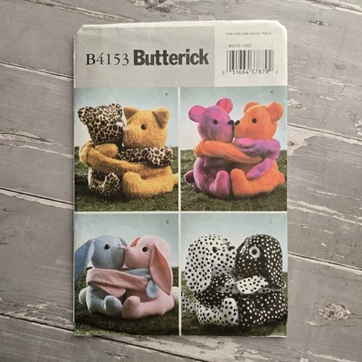 Butterick B4153 Hugging Pals Bears Cats Bunnies Dogs Sewing Pattern Uncut - Image 1 of 3