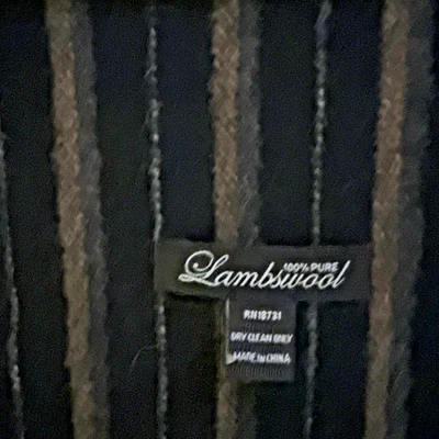 Imperial 100% Lambswool Unisex Scarf Black Brown Striped Muffler Fringed 12x62 - Image 1 of 4