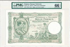 Banque Nationale Belgium 1000 Francs-200 Belgas 1942 PMG 66EPQ - Picture 1 of 2