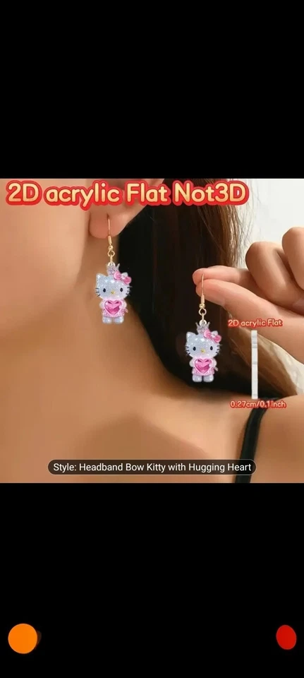 Lindos Pendientes Acrílicos Hello Kitty Colgante Rosa Pastel con Lazo Nuevos 0036 Foto 1 de 4