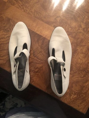 Dominici Hecho en Italia Gamuza Blanco Estilo Mary Jane Pisos Talla 36 Foto 1 de 4