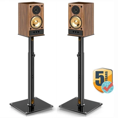 Speaker Stands Pair, 32.7-43.3 Inch Height Adjustable w/ 360° Rotation Top Plate - Image 1 of 4