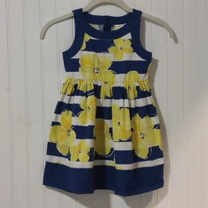 GYMBOREE Girls Floral Dress 4 sleeveless blue yellow cotton zip Ukraine CLEAN - Picture 1 of 12