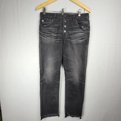 AG Adriano Goldschmied Isabelle Button-Up Gray Jeans 31R High Rise Straight Crop - Image 1 of 4