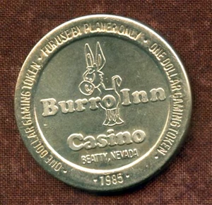 1, $1.00 token de juego.  Burro Inn.  Beatty, NV. - Imagen 1 de 2