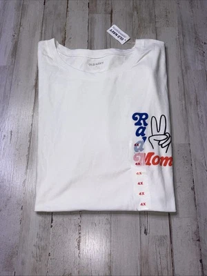Old Navy Women’s Size 4x White Cotton (Rad Mom)- T-shirt NWT! - Image 1 of 4