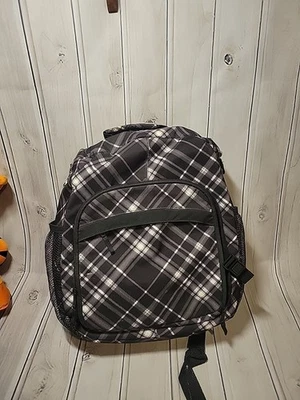 Mochila organizadora de pañales Thirty One 31 para cámara negra gris inserción a cuadros Foto 1 de 4