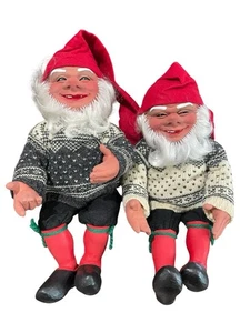 Arne Hasle Norwegian Nisse VINTAGE GNOME Santa Troll Elf Posable Holiday Dolls - Picture 1 of 12