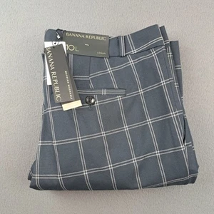 NWI Banana Republic Logan Fit Trousers Women's Size 10 L (Fits 35X36) Windowpane - Picture 1 of 19