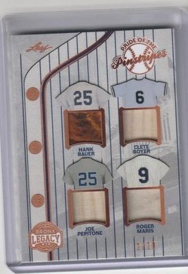 Leaf Bronx Legacy QUAD juego 2025 reliquia usada 1/10 MARIS BAUER BOYER PEPITONE/10 Foto 1 de 2