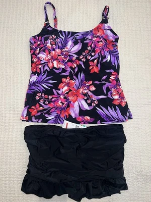 Island Escape, 2 Piece Swimsuit, Size 12, Purple Multi, New With Tags - Image 1 of 4