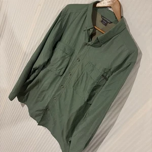 EXOFFICIO Fishing Shirt Mens XL Performance Green Roll Tab Vented H-9 - Picture 1 of 10
