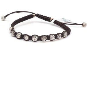 Bracciale uomo LAGOS inno argento macramè marrone caviale sfera regolabile misura 7 - Foto 1 di 5