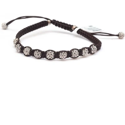 LAGOS Mens Anthem Silver Macrame Brown Caviar Ball Bracelet Adjustable Size 7 Foto 1 de 4