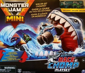 Monster Jam Mini Megalodon Race and Chomp Playset 2 mini Trucks NEW 3+ - Picture 1 of 5
