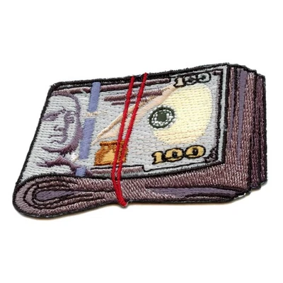 Parche de dinero sucio Fat Wad cientos de benjamines azules bordados para planchar Foto 1 de 2