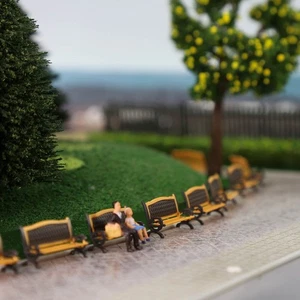 ZY35087OB 12pcs Model Trains HO Scale 1:87 Platform Park Street Seat Bench Chair - Picture 1 of 8