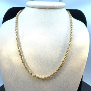 22" 14K Yellow Gold Rope Chain Necklace 2.1mm Semi-Hollow 4.4g (WCP032070) - Picture 1 of 5
